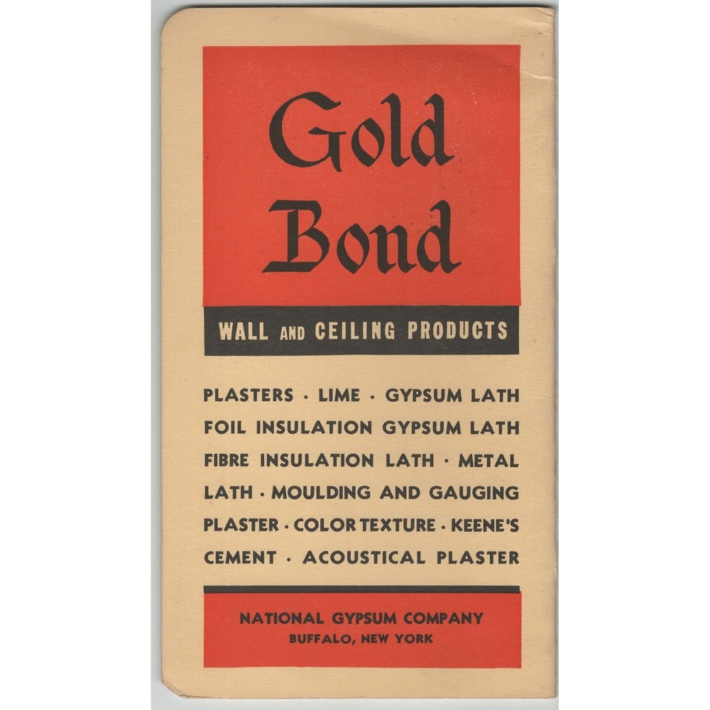 Vintage Gold Bond Time Book National Gypsum Company Pocket Ledger Plastering - Picture 2 of 4